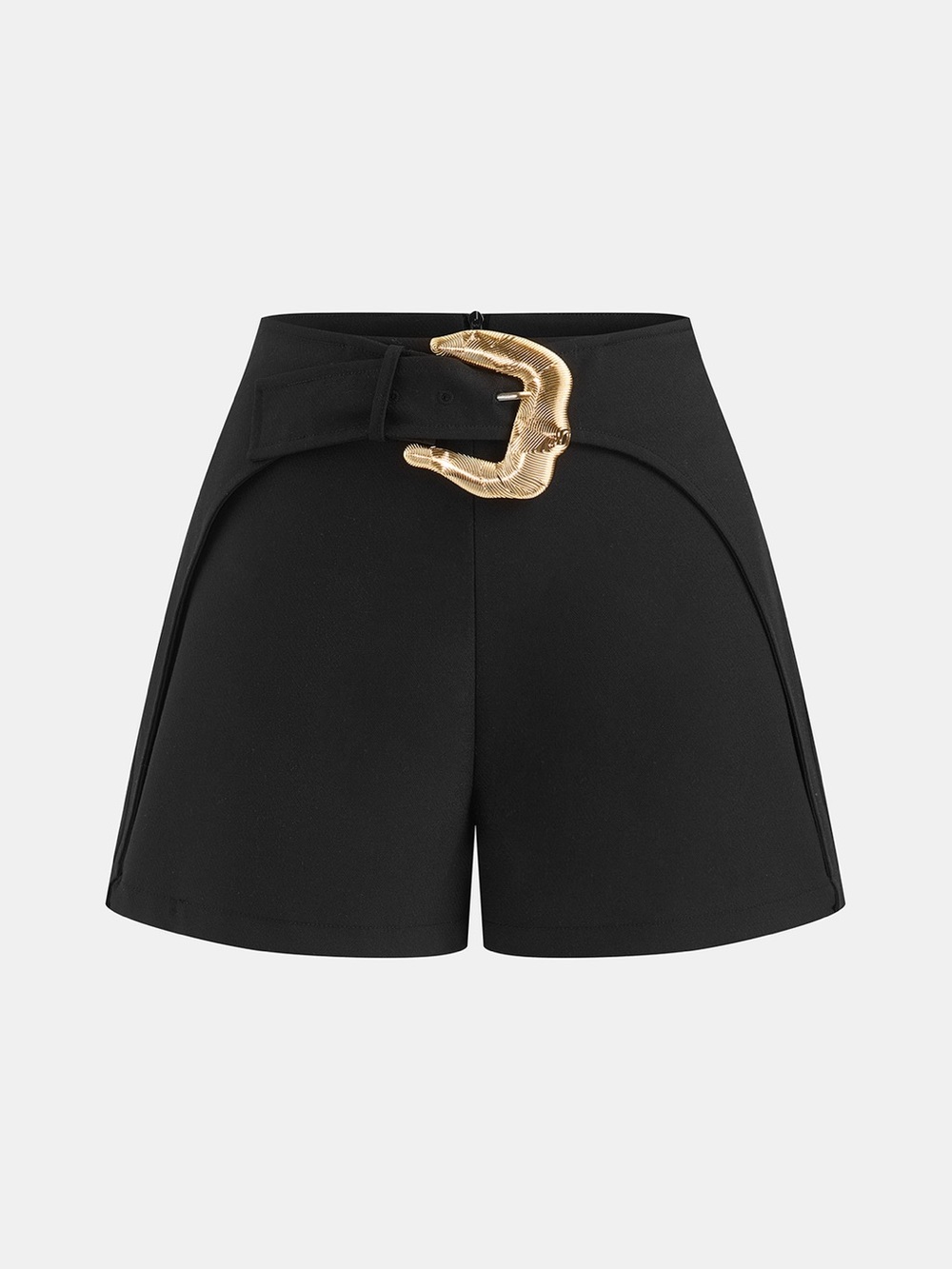 Commense Linen-Blend Pleated Top & Buckle Shorts Set L LL1-18